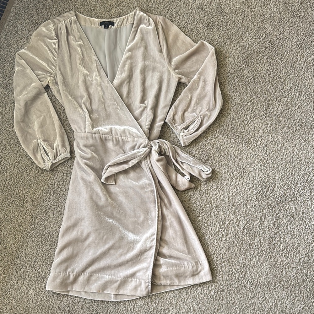 Elegant Cream Wrap Dress